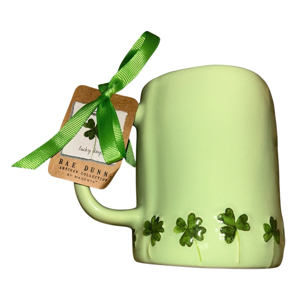 Rae Dunn ‘Lucky’ Mug with Shamrock Design NWT - Picture 2 of 3